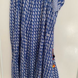 Blue and white long skirt